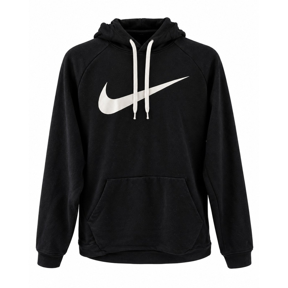 Nike Black White Swoosh Pullover Hoodie | L